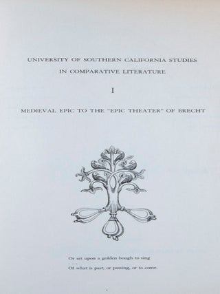Item #10232 Medieval Epic to the "Epic Theater" of Brecht: Essays in Comparative Literature....