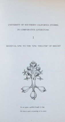 Item #10232 Medieval Epic to the "Epic Theater" of Brecht: Essays in Comparative Literature....