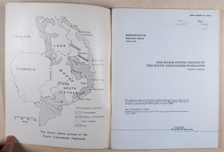 Item #10329 The Major Ethnic Groups of the South Vietnamese Highlands (Memerandum RM-4041-ARPA, April 1964). Gerald C. Hickey.