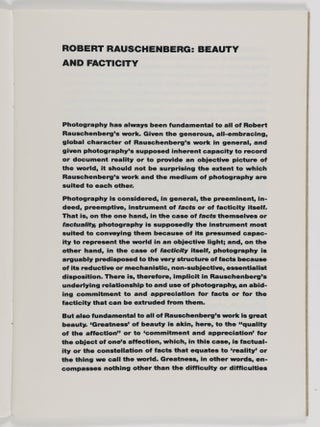 A Curatorial Project: Ford Beckman, Meg Webster, Sal Scarpitta, Robert Raschenberg, Change Inc. Benefit, Token Gestures, Charles Clough