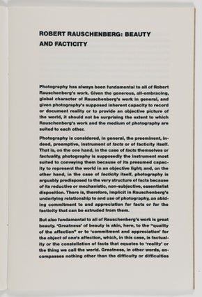 A Curatorial Project: Ford Beckman, Meg Webster, Sal Scarpitta, Robert Raschenberg, Change Inc. Benefit, Token Gestures, Charles Clough