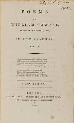Item #12082 Poems by William Cowper, of the Inner Temple, Esq. In two volumes. William Cowper