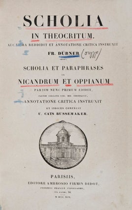 Item #12578 Scholia In Theocritum. Auctiora Reddidit Et Annotatione Critica Instruxit Fr....