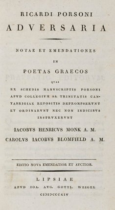 Item #12588 Adversaria, notae et emendationes in poetas Graecos quas ex schedis manuscriptis...