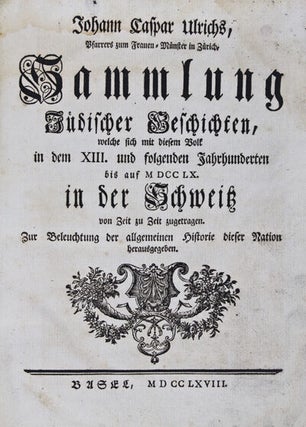 Item #14109 Sammlung Jüdischer Geschichten, welche sich mit diesem Volk in dem XIII. und...