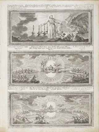 Zu der Ehre Gottes und Erbauung des Nächsten absielende Vorbildung der vornehmsten Wercke, Wunder, Wohlthaten und Berichte Gottes, so in den Büchern des Alten Testaments vorkomen zur Auszierung des Heil. Bibel Buchs in 30. schönen Kupffer Blatten vorgestellt auf Kosten und Verlag Johann Georg Cotta, Buchhändler in Tübingen.