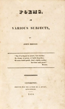 Item #15586 Poems on various subjects. John Briggs
