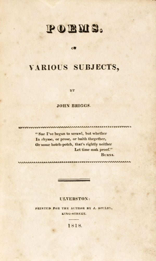 Item #15586 Poems on various subjects. John Briggs.