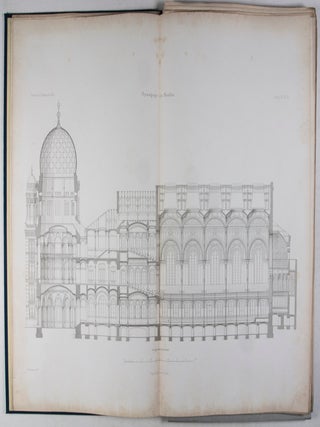 Atlas zur Zeitschrift für Bauwesen. Herausgegeben unter Mitwirkung der Konigl. Technischen Bau-Deputation und des Architekten-Vereins zu Berlin. Jahrgang XVI. (CONTAINS ALL THE 7 PLATES DEPICTING THE ORANIENBERGER STRASSE SYNAGOGUE). Also contains a color lithograph of the Oranienberger Synagogue from the separate elephant folio edition