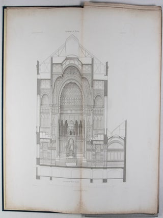 Atlas zur Zeitschrift für Bauwesen. Herausgegeben unter Mitwirkung der Konigl. Technischen Bau-Deputation und des Architekten-Vereins zu Berlin. Jahrgang XVI. (CONTAINS ALL THE 7 PLATES DEPICTING THE ORANIENBERGER STRASSE SYNAGOGUE). Also contains a color lithograph of the Oranienberger Synagogue from the separate elephant folio edition
