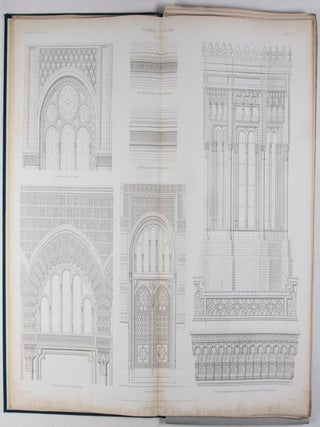 Atlas zur Zeitschrift für Bauwesen. Herausgegeben unter Mitwirkung der Konigl. Technischen Bau-Deputation und des Architekten-Vereins zu Berlin. Jahrgang XVI. (CONTAINS ALL THE 7 PLATES DEPICTING THE ORANIENBERGER STRASSE SYNAGOGUE). Also contains a color lithograph of the Oranienberger Synagogue from the separate elephant folio edition