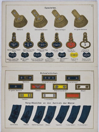 Die Armee der Vereinigten Staaten von Nord-Amerika. Mit Abbildungen von Offizieren und Soldaten aller Truppengattungen, sowie von Uniforms- und Rangabzeichen, Ausrustungsgegenstanden etc. Nebst genauer Beschreibung der Uniformirung und Mittheilungen über Organisation, Starke, Eintheilung und Dislocation der Nordamerikanischen Armee, sowie der Milizen.