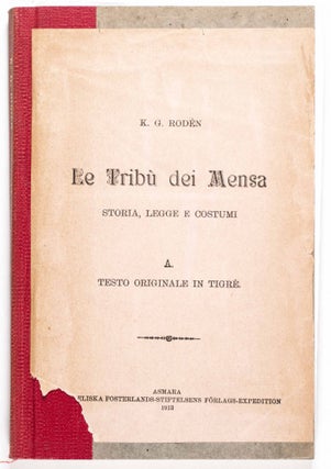 Item #16301 Le Tribu dei Mensa: Storia, Legge e Costumi (A Testo Originale in Tigre). K. D. Roden