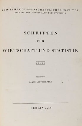 Item #16303 Shriften Far Ekanamik un Statistik / Schriften Fuer Wirtschaft Und Statistik. Vol. 1....