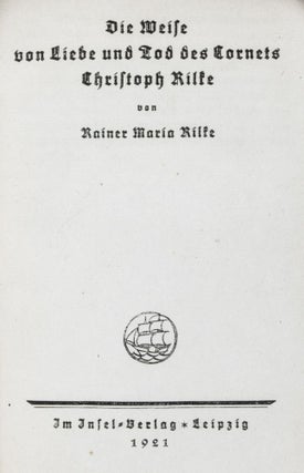 Item #16376 Die Weise von Liebe und Tod des Cornets Christoph Rilke [RARE FULL LEATHER EDITION]....