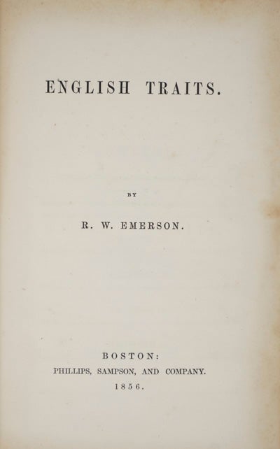 Item #16696 English Traits. R. W. Emerson.