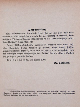 Item #16722 Diät im Hause. Weißer Hirsch Dr. Lahmann's Sanatorium, Dresden