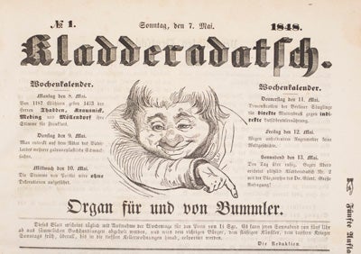 Item #16729 Kladderadatsch: Organ fur und von den Bummler [Complete first year of the magazine and additional Extrablatt]. 33 issues. n/a.