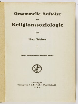 Gesammelte Aufsatze zur Religionssoziologie. 3 Vols. (Collected Essays On Sociology of Religion)
