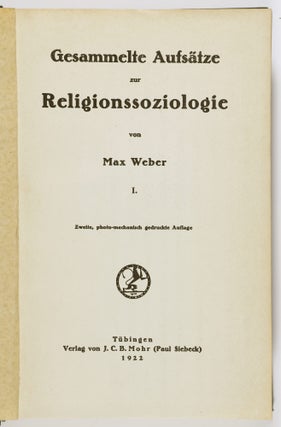 Gesammelte Aufsatze zur Religionssoziologie. 3 Vols. (Collected Essays On Sociology of Religion)