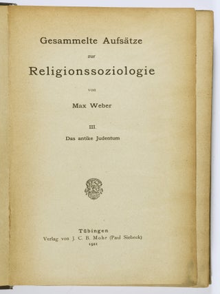 Gesammelte Aufsatze zur Religionssoziologie. 3 Vols. (Collected Essays On Sociology of Religion)