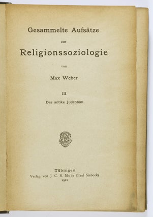 Gesammelte Aufsatze zur Religionssoziologie. 3 Vols. (Collected Essays On Sociology of Religion)