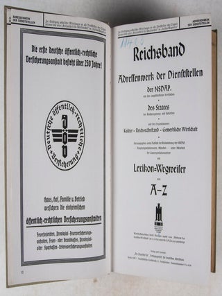 Reichsband: Adressenwerk der Dienststellen der NSDAP mit den Angeschlossenen Verbänden des Staates Reichsregierung - Behörden und der Berufsorganisationen in Kultur - Reichsnährstand - Gewerbliche Wirtschaft