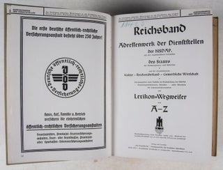 Reichsband: Adressenwerk der Dienststellen der NSDAP mit den Angeschlossenen Verbänden des Staates Reichsregierung - Behörden und der Berufsorganisationen in Kultur - Reichsnährstand - Gewerbliche Wirtschaft