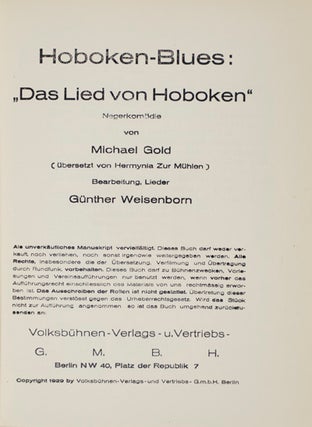 Hoboken-Blues: "Das Lied von Hoboken": Negerkomödie