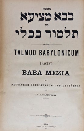Item #19771 Massekhet Baba Metziah min ha-Talmud ha-Bavli/ Talmud Babylonicum: Tractat Baba...
