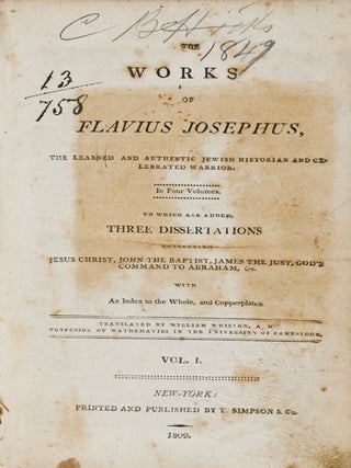 Item #20283 The Works of Flavius Josephus, the Learned and Authentic Jewish Historian and...
