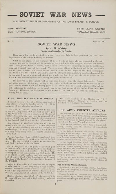 Item #20316 Soviet War News [COMPLETE]. n/a.