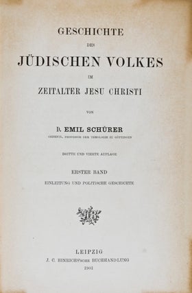 Item #20686 Geschichte des jüdischen Volkes im Zeitalter Jesu Christi. Emil Schürer