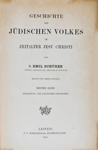 Item #20686 Geschichte des jüdischen Volkes im Zeitalter Jesu Christi. Emil Schürer.