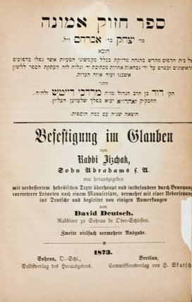 Item #20695 Befestigung im Glauben. Rabbi Jizchak, David Deutsch