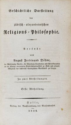 Item #21505 Geschichtliche Darstellung der jüdisch-alexandrinischen Religions-Philosophie (In...