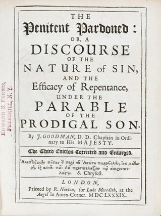 The Penitent Pardoned, or, a Discourse of the Nature of Sin and the Efficacy of Repentance under the Parable of the Prodical Son
