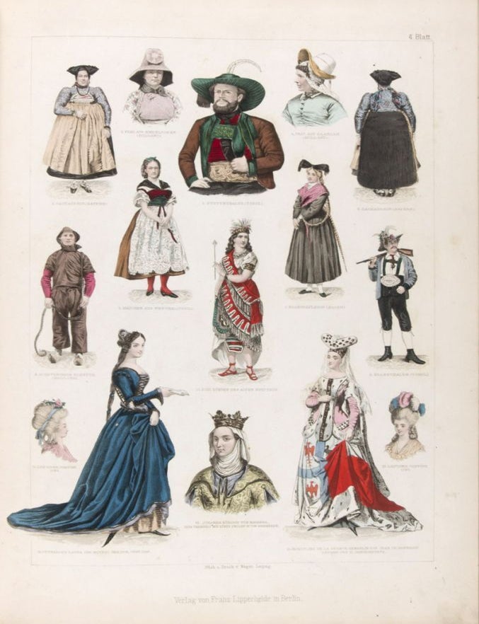 Item #21610 Bl&auml;tter f&uuml;r Kost&uuml;mkunde: Historische und Volks-Trachten nach Authentischen Trachten in Stahl gestochen von verschiedenen K&uuml;nstlern (Erstes Heft; 1.-12. Blatt). n/a.