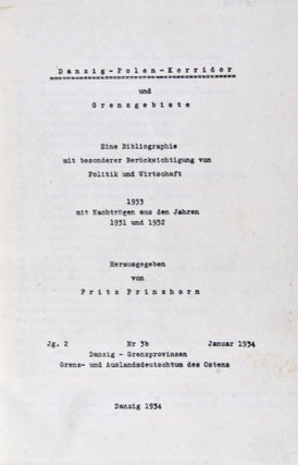 Item #22161 Danzig-Polen-Korridor und Grenzgebiete: Eine Bibliographie mit besponderer...