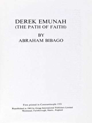 Item #22379 Derek Emunah. Abraham Bibago
