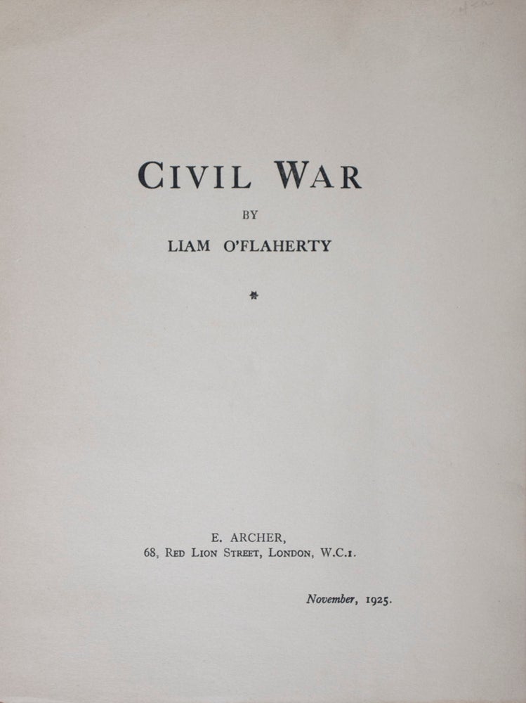 Item #22495 Civil War [SIGNED]. Liam O'Flaherty.