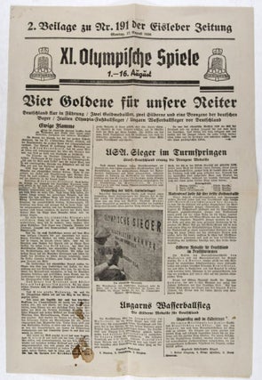 Item #22810 Eisleber Zeitung: XI. Olympische Spiele, 1.-16. August (2. Beilage zu Nr. 191 der...