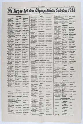 Eisleber Zeitung: XI. Olympische Spiele, 1.-16. August (2. Beilage zu Nr. 191 der Eisleber Zeitung, Montag, 17. August 1936)