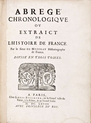Item #22941 Abregè Chronologique, ou Extraict de L'Histoire de France (Complete in 4 volumes)....