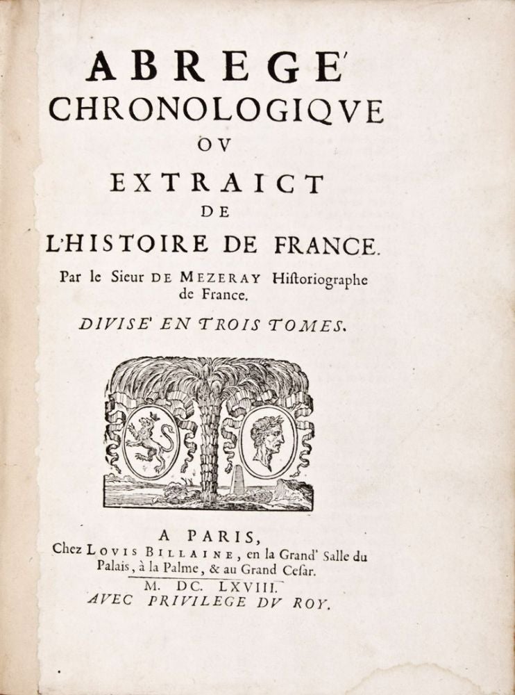 Item #22941 Abregè Chronologique, ou Extraict de L'Histoire de France (Complete in 4 volumes). François Eudes de Mèzeray, Henri Philippe de Limiers.