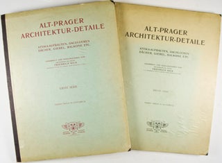 Alt-Prager Architektur-Detaile. Attika-Aufbauten, Dachlucken, Dächer, Giebel, Balkone, etc.