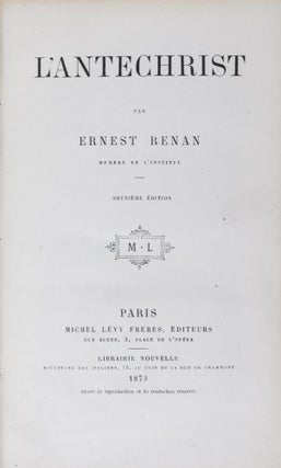 Item #23228 L'Antéchrist: Histoire des Origines du Christianisme. Ernest Renan