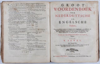 Groot Engelsch en Nederduytsch als mede Nederduytsch en Engelsch woordenboek. A large dictionary English and Dutch, in two parts: Wherein each language is set forth in its proper form; the various significations of the words being exactly noted, and abundance of choice phrases and proverbs intermixt.: To which is added a grammar, for both language... = Groot woordenboek der Engelsche en Nederduytsche taalen; nevens eene spraakkonst derzelver.