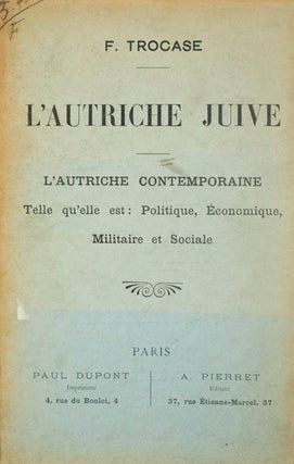 Item #23665 L'Autriche Juive. F. Trocase