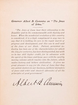 The Jews of Iowa. Complete History and Accurate Account of their Religious, Social, Economical and Educational Progress in this State; History of the Jews of Europe, North and South America in Modern Times; and a Brief History of Iowa.